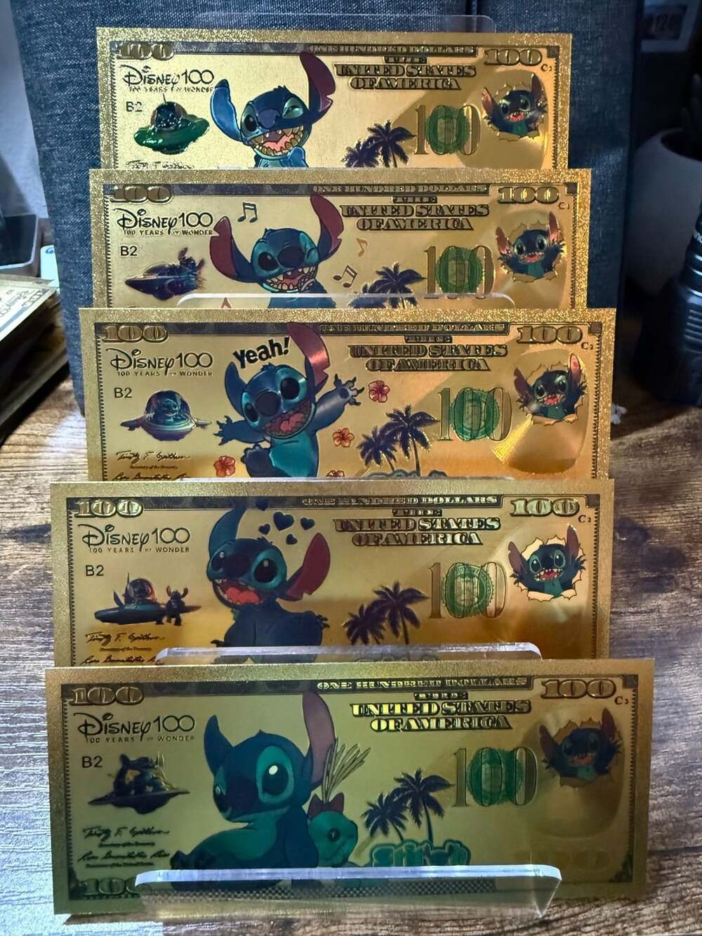 Disney D100 Stitch Gold Foil Bill Set of 5